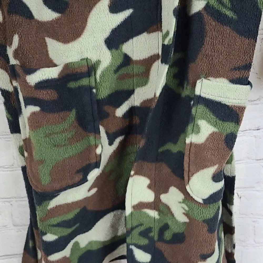 Kids Robe Camoflauge Fleece Belted Bathrobe Sleepwear Boys Size 8-10 w/ Pockets